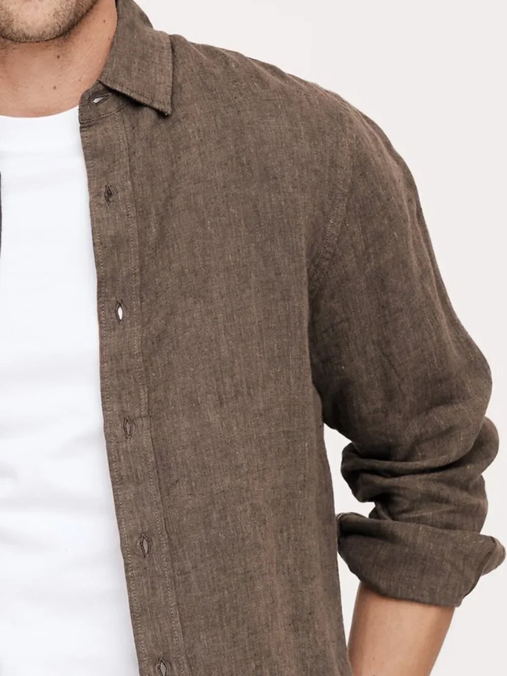 NWT!! Banana Republic Brown Slim-Fit 100% Euro Linen Shirt XL